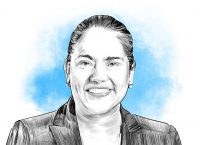Mujer de mediana edad ilustrada a lapiz