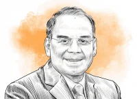 Retrato a lápiz de hombre de mediana edad con lentes