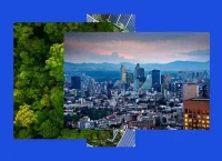 imagen de un la ciudad de mexico con fondo azul