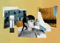 niña usa inhalador por asma, contaminación de industrias