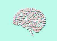 imagen de un cerebro compuesto por pastillas