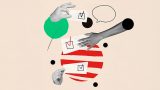 collage de ilustraciones sobre elecciones y diálogo