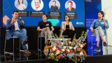 De izquierda a derecha: Alejandro Balbin, Daniel Romano, Tatiana Yglesias y Mikel Prieto, quienes participaron en el panel “From research to impact: Building inclusive healthtech ventures across borders”.