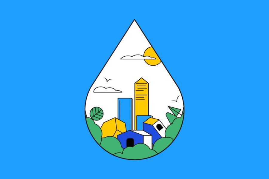 Ilustración sobre el concepto de agua segura para su consumo.