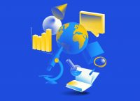 ilustración con elementos académicos y científicos