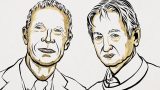 Ilustración de John Hopfield y Geoffrey Hinton, ganadores del Premio Nobel de Física 2024.