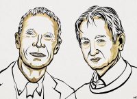 Ilustración de John Hopfield y Geoffrey Hinton, ganadores del Premio Nobel de Física 2024.