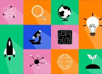 Ilustración de íconos sobre temas del futuro