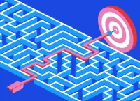 Ilustración que muestra el camino de un laberinto para llegar a la meta
