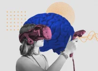 imagen conceptual de una mujer jugando con un vr