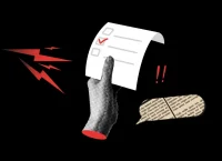 ilustración de una mano sosteniendo una boleta de votación