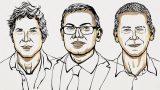 David Baker, Demis Hassabis y John Jumper premios nobel química en ilustración.