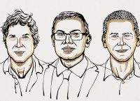 David Baker, Demis Hassabis y John Jumper premios nobel química en ilustración.