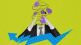 ilustración de una persona con saco y corbat a quien no se le ve la cabeza, solo una representación de estrés