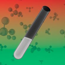 Tubo de ensayo con una muestra fotoluminiscente