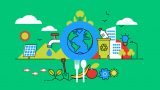 imagen de la tierra, basura y alimentos