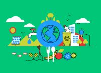 imagen de la tierra, basura y alimentos