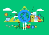 imagen de la tierra, basura y alimentos